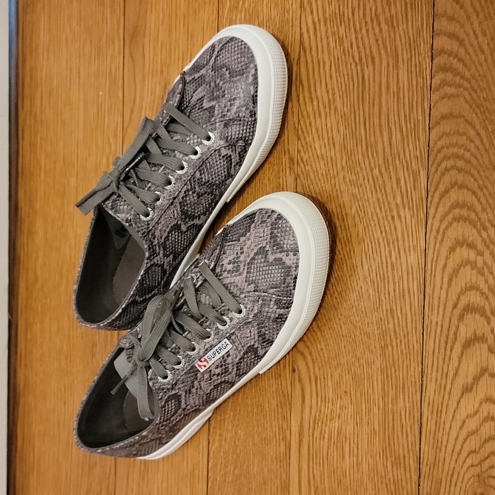 Superga Gray Snake Embossed Sneaker